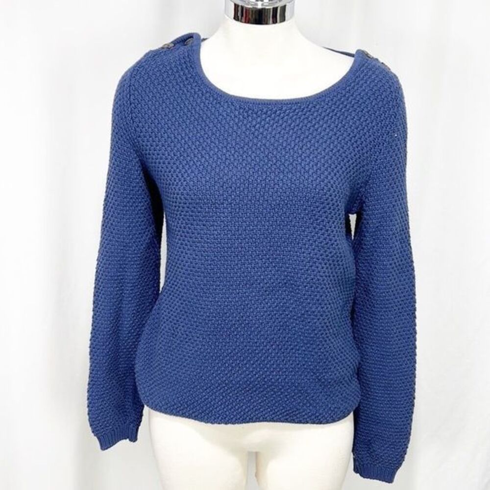 BODEN Navy Blue Button Shoulder Knit Sweater 4